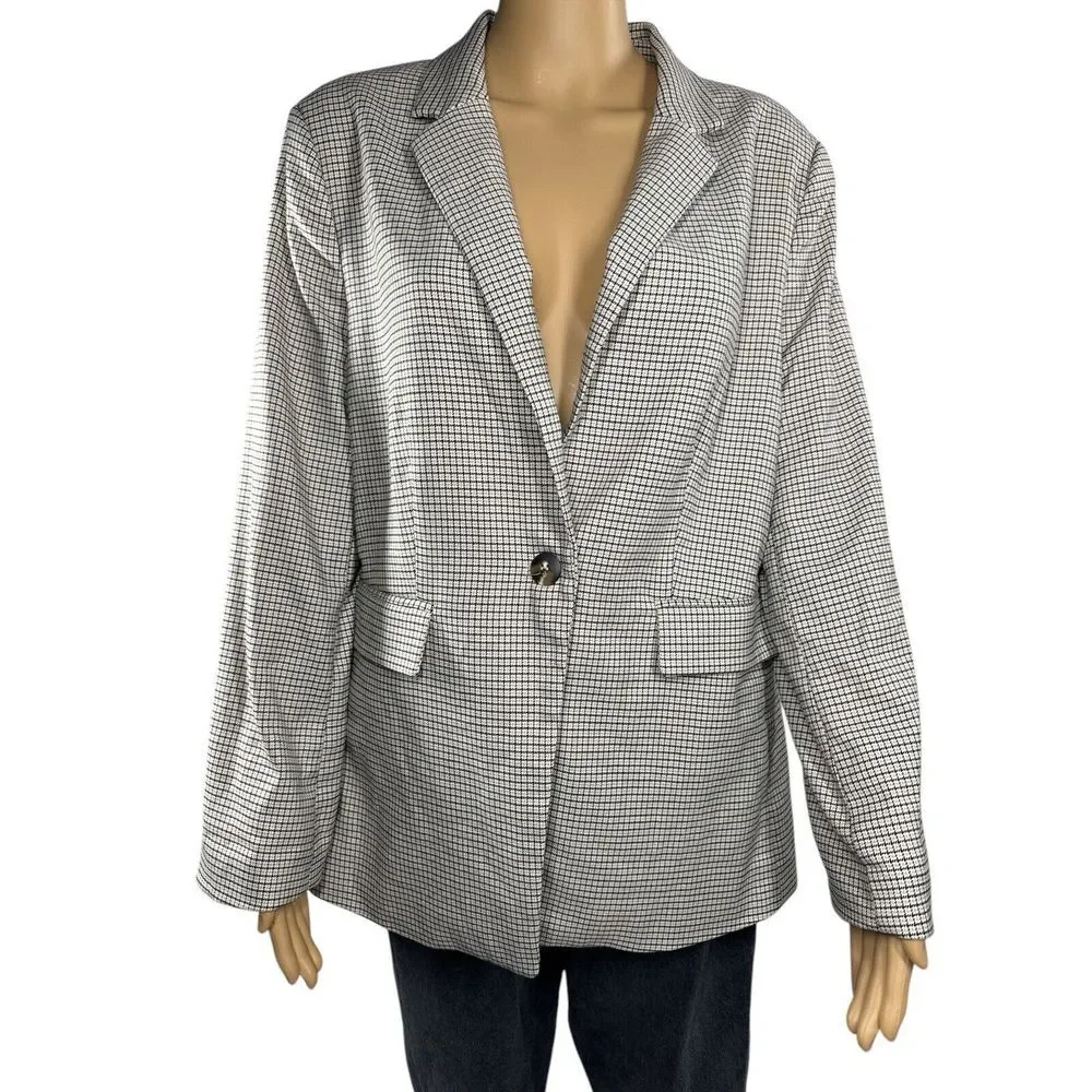 Sanctuary  Blazer Coat Size Large Black Beige One‎ Button Women